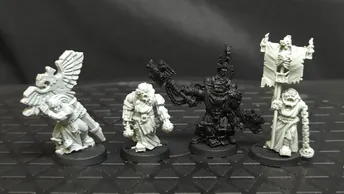 Warhammer 40k Black templars Chaplain Grimaldus & Retinue (OOP Resin) x4