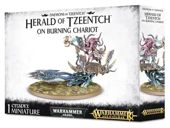 Warhammer 40K - Chaos Daemons - FATESKIMMER, HERALD OF TZEENTCH ON BURNING CHARIOT - BURNING CHARIOT OF TZEENTCH - EXALTED FLAMER OF TZEENTCH - CHANGECASTER