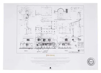 Lord of the Rings Blåkopi Konsttryck The Courtyard of Minas Tirith 59 x 42 cm