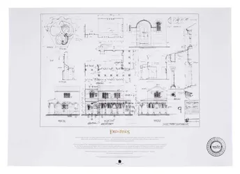 Lord of the Rings Blåkopi Konsttryck The Courtyard of Minas Tirith 59 x 42 cm