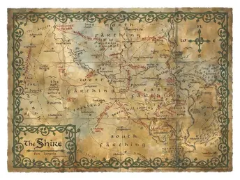 The Hobbit Konsttryck Karta över Fylke 74 x 54 cm