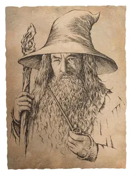 Konsttryck av Bilbo: Porträtt av Gandalf den Grå 21 x 28 cm