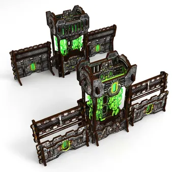 Pre-painted Power Generator and Defensive Barricades 11th edition