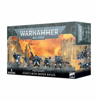 Warhammer 40k Space Marine Scouts w- Sniper Rifles (5) GWS 48-29