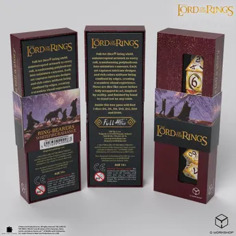 The Lord of the Rings: Ring-bearers – Full Art Dice Set - Whitefire Radiance (Q-Workshop)