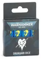 DRUKHARI DICE set di 16 dadi per WARHAMMER 40K blu e gialli CITADEL età 12+