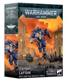 CAPITANO CON REATTORI DORSALI E SCUDO RELIQUIA captain with jump pack and relic shield SPACE MARINES età 12+