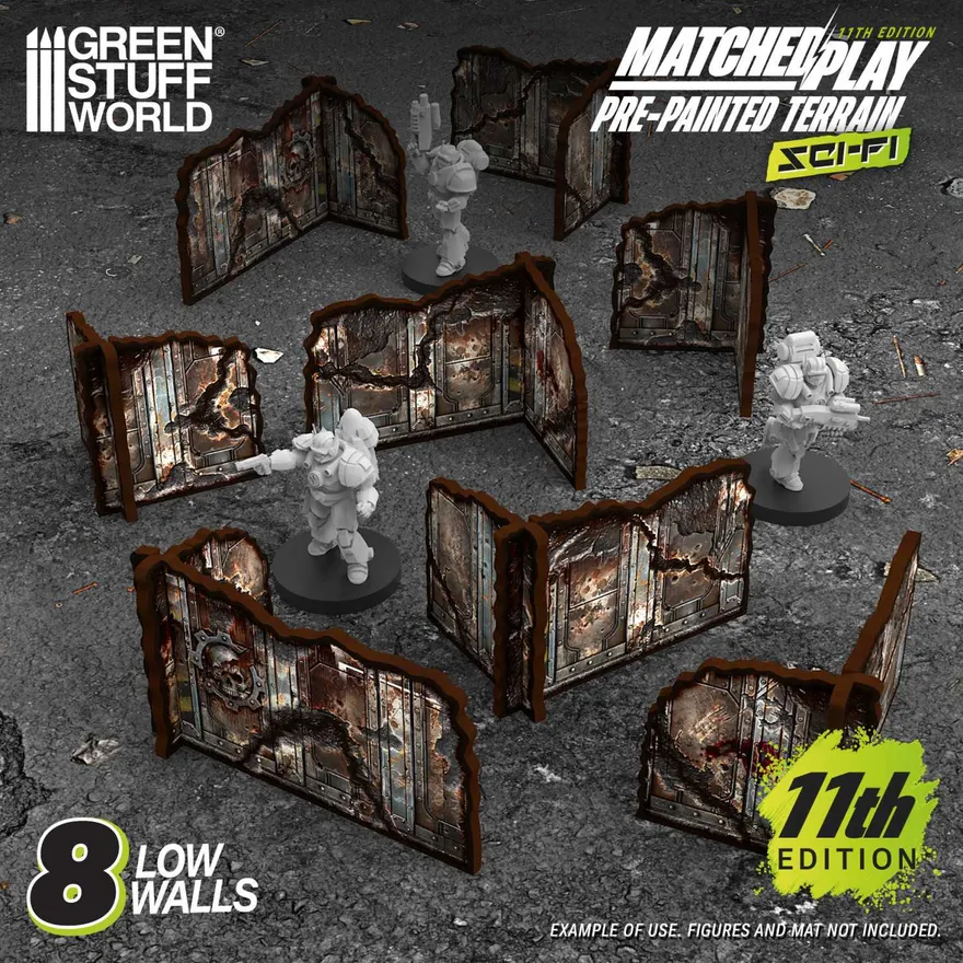 Pre-painted Detachable Ruined Corner Walls 11th edition (Pack x8)