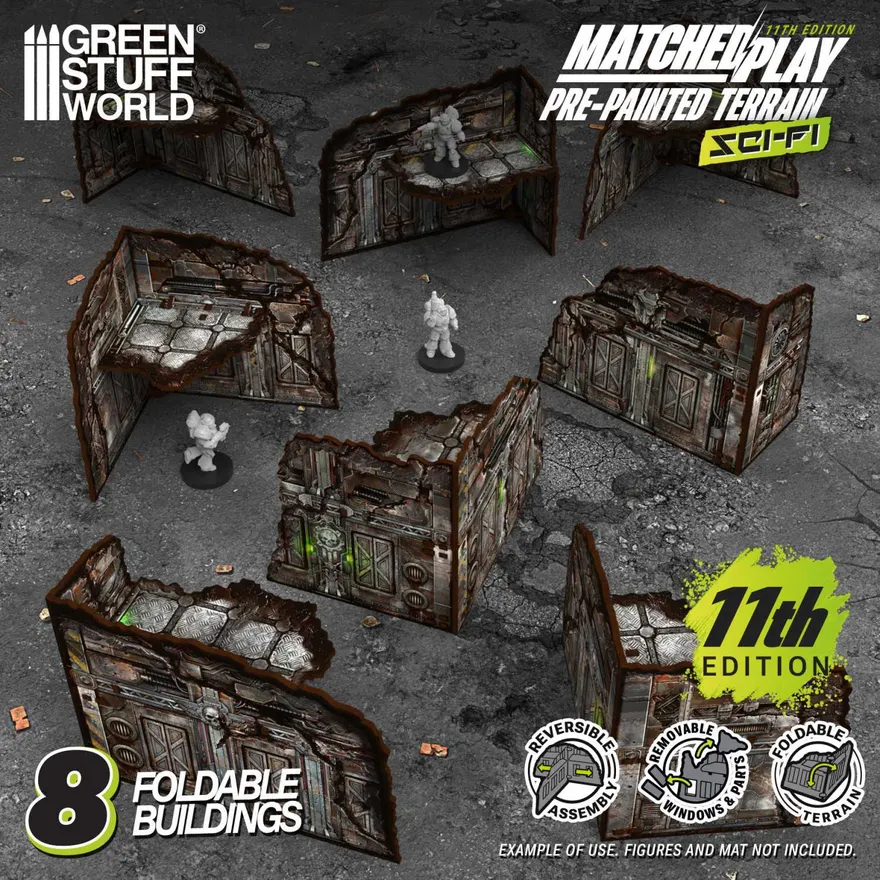 Pre-painted Foldable L-Shaped Ruins 11th edition (Pack x8)
