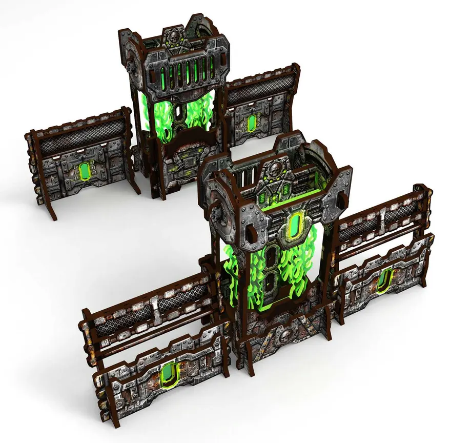 Pre-painted Power Generator and Defensive Barricades 11th edition