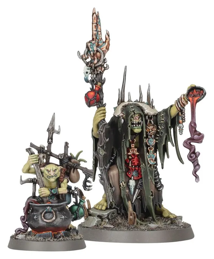 Orruk Warclans Swampcalla Shaman with Pot Grot