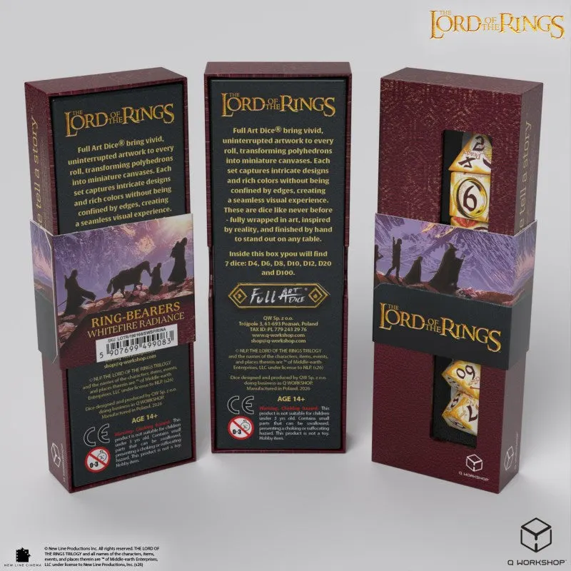 The Lord of the Rings: Ring-bearers – Full Art Dice Set - Whitefire Radiance (Q-Workshop)